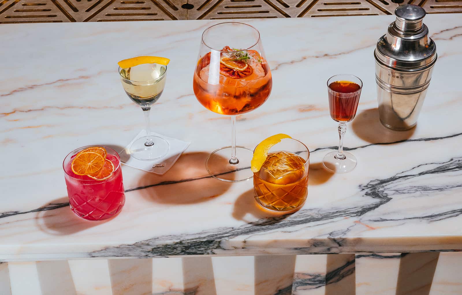 An array of cocktails at Funke at mezzanine bar