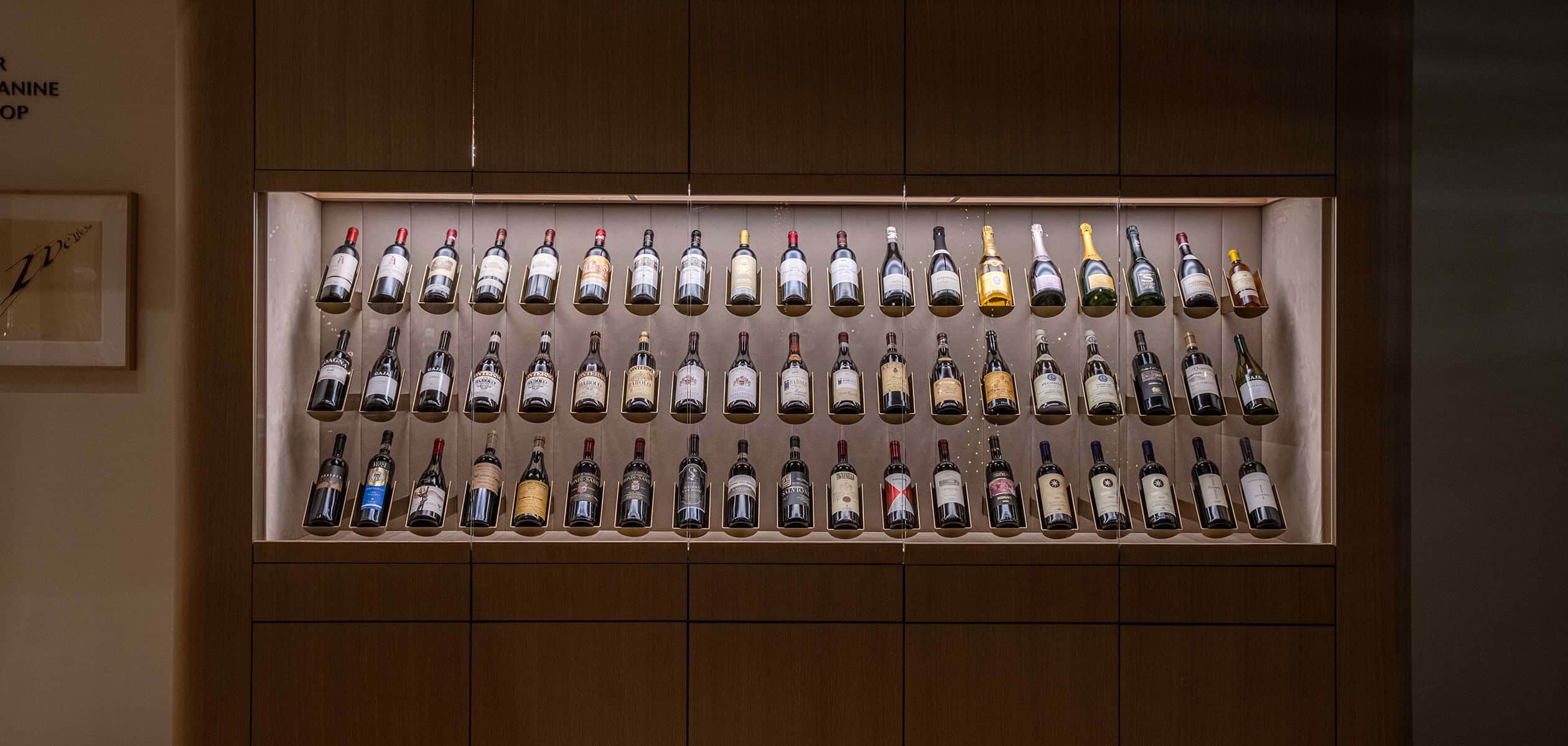 Interior of Funke showing a large selection of wine