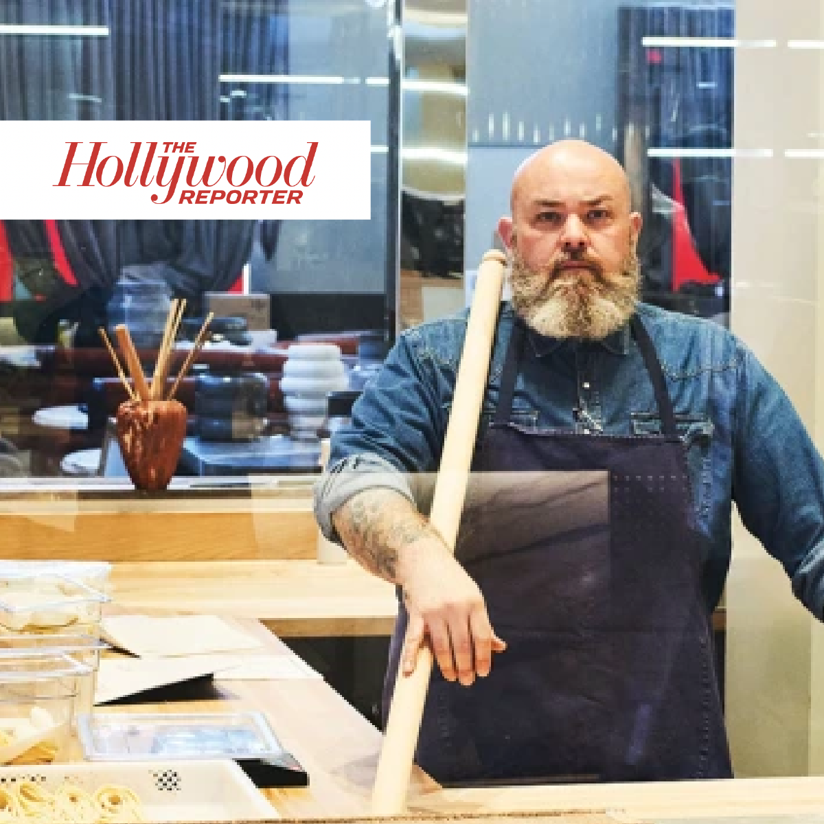 Evan Funke in the Pasta Laboratorio at Funke in Beverly Hills for The Hollywood Reporter